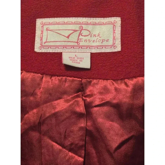 Women's Pink Envelope Coat,‎ Red, Size L - Picture 5 of 7